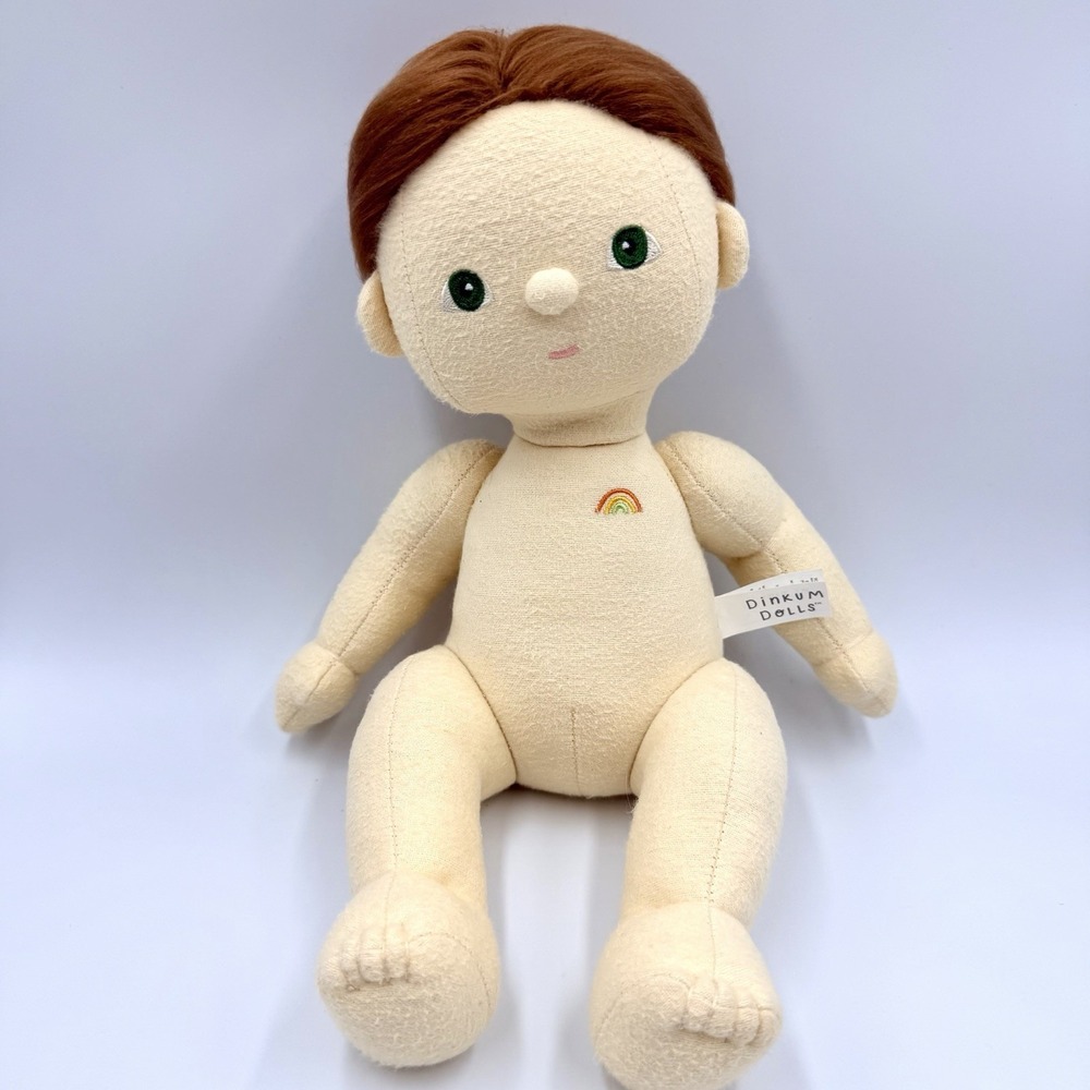 Olli Ella Dinkum Doll Sprout Plush Doll Brown Hair Green Eyes Rainbow